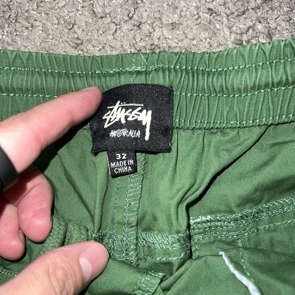 Stussy Australia Cotton Shorts Mens 32 Green Excellent Logo Drawstring Skate - Picture 2 of 7